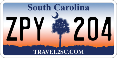 SC license plate ZPY204