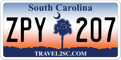 SC license plate ZPY207