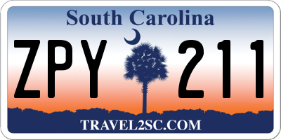 SC license plate ZPY211