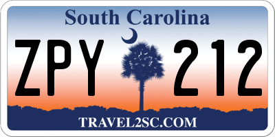 SC license plate ZPY212