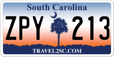SC license plate ZPY213