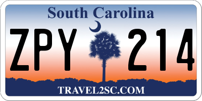 SC license plate ZPY214