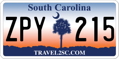 SC license plate ZPY215