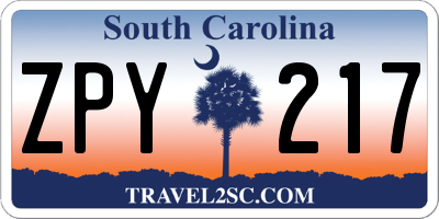 SC license plate ZPY217