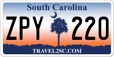 SC license plate ZPY220