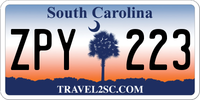 SC license plate ZPY223