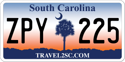 SC license plate ZPY225
