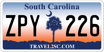 SC license plate ZPY226