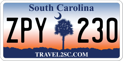 SC license plate ZPY230