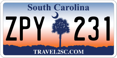SC license plate ZPY231