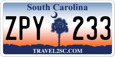 SC license plate ZPY233