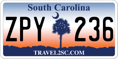 SC license plate ZPY236