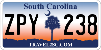 SC license plate ZPY238