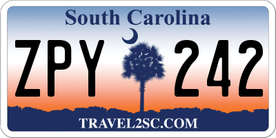 SC license plate ZPY242