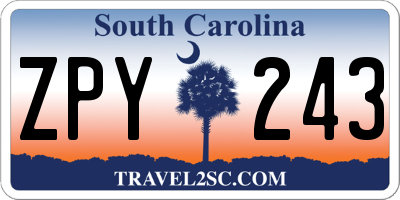 SC license plate ZPY243