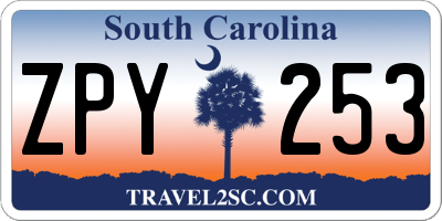 SC license plate ZPY253