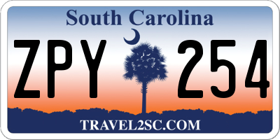 SC license plate ZPY254