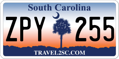 SC license plate ZPY255