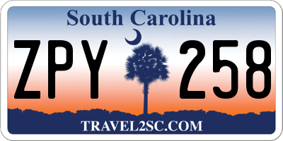 SC license plate ZPY258