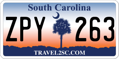 SC license plate ZPY263