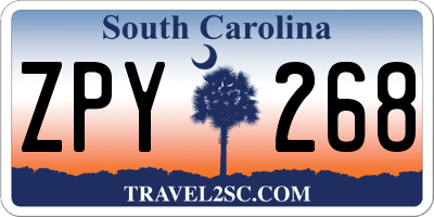 SC license plate ZPY268