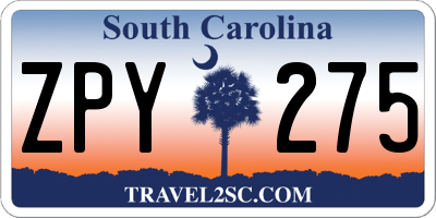 SC license plate ZPY275