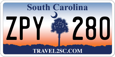 SC license plate ZPY280