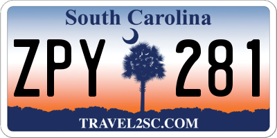 SC license plate ZPY281