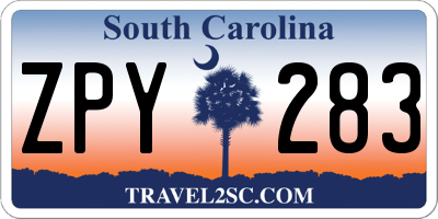 SC license plate ZPY283