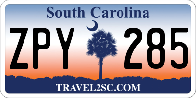 SC license plate ZPY285