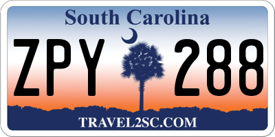 SC license plate ZPY288