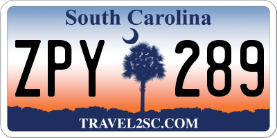 SC license plate ZPY289