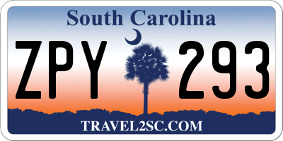 SC license plate ZPY293