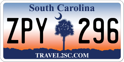 SC license plate ZPY296