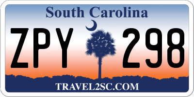 SC license plate ZPY298