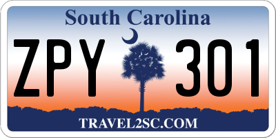 SC license plate ZPY301