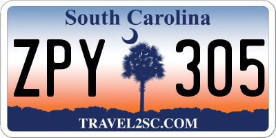 SC license plate ZPY305