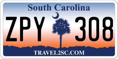 SC license plate ZPY308