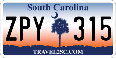 SC license plate ZPY315