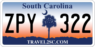 SC license plate ZPY322