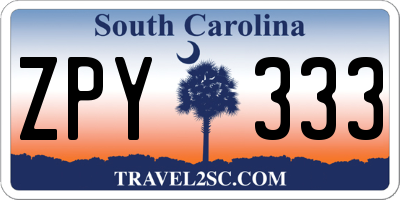 SC license plate ZPY333