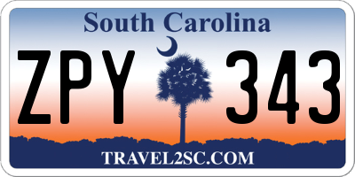 SC license plate ZPY343