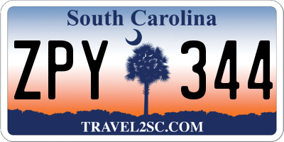 SC license plate ZPY344