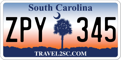 SC license plate ZPY345