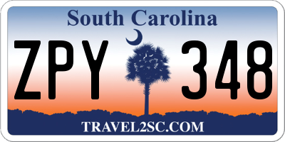 SC license plate ZPY348