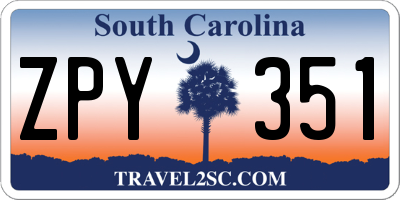 SC license plate ZPY351