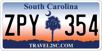 SC license plate ZPY354