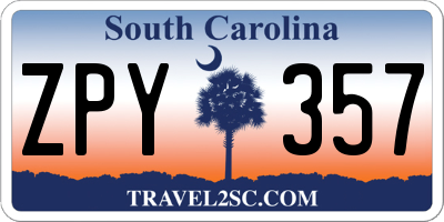SC license plate ZPY357
