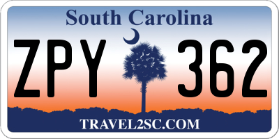 SC license plate ZPY362