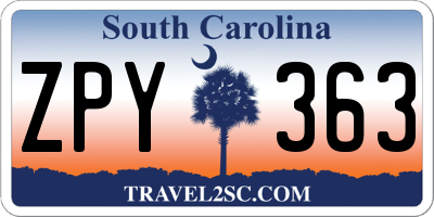 SC license plate ZPY363